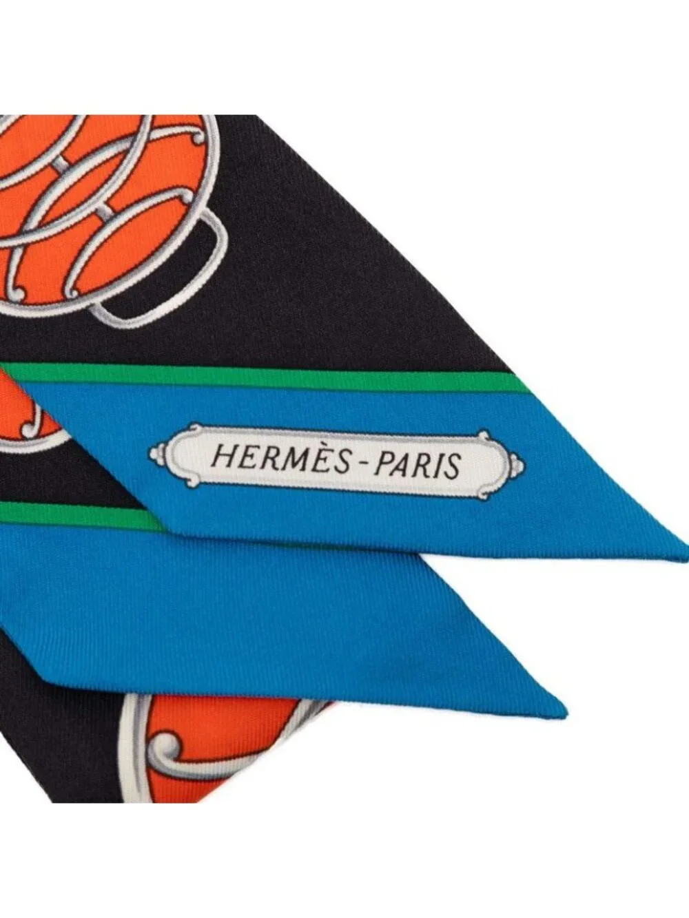 Hermes Twilly Lift Profile Scarf Black Multicolor Silk 1 - Picture 4 of 5